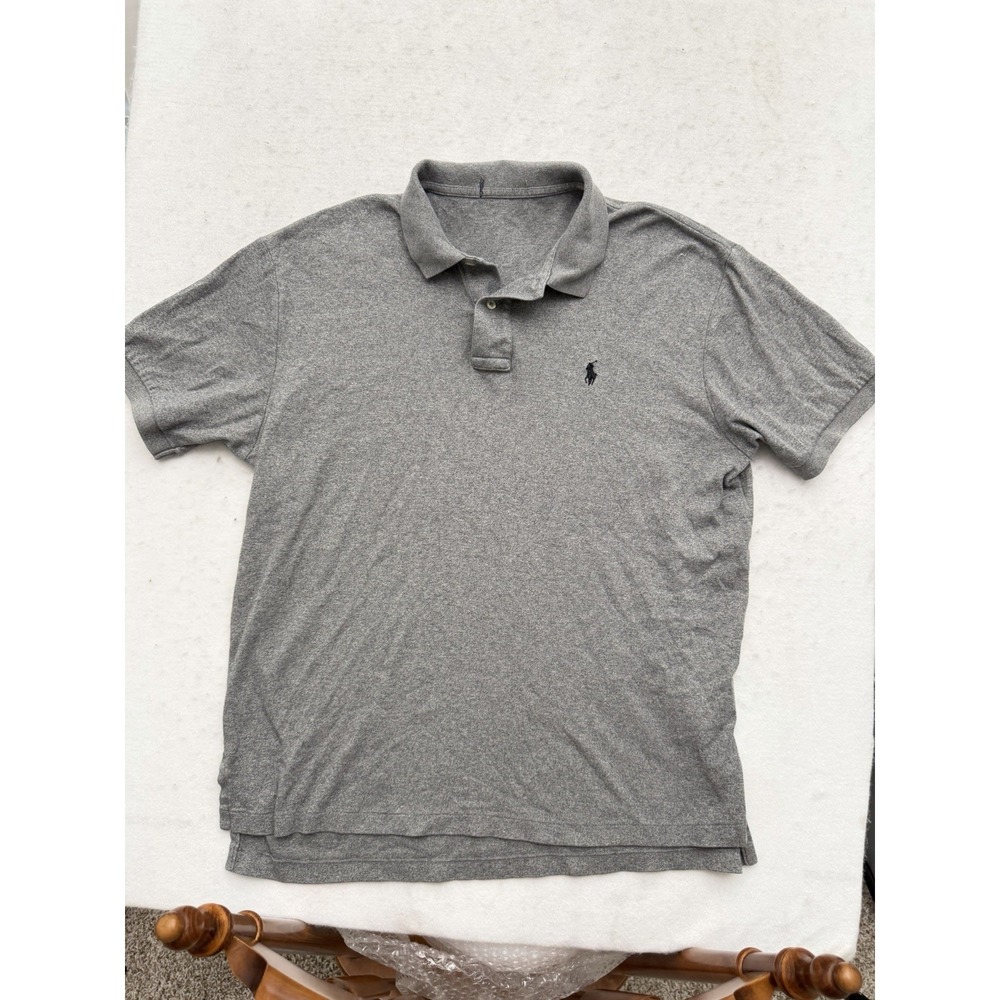 Polo Ralph Lauren Polo Shirt Mens Sz XL Gray Black Pony Golf 100% Cotton Collar